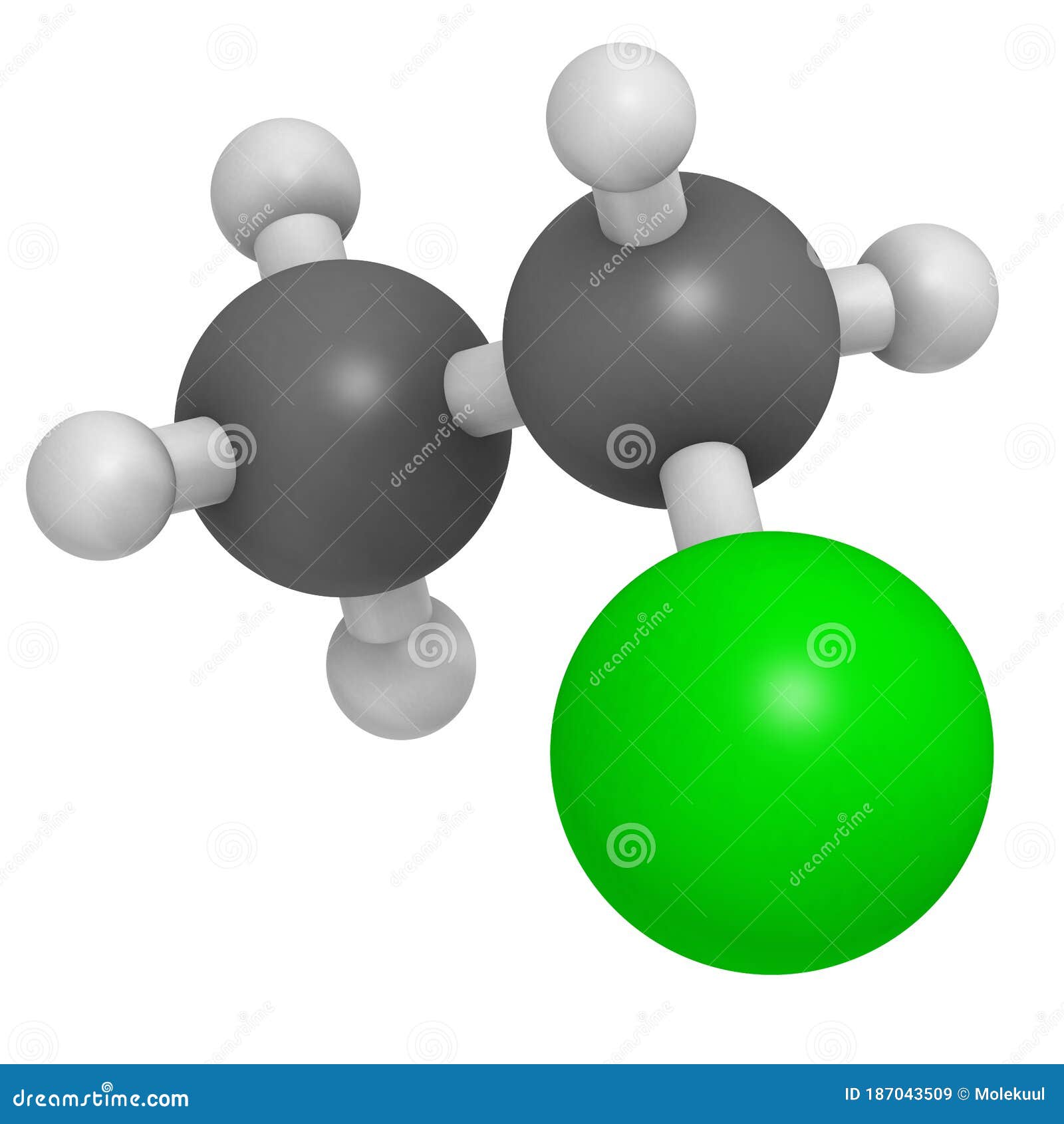 Chloroethane, Ethyl Chloride, Monochloroethane Molecule. It Is Local ...