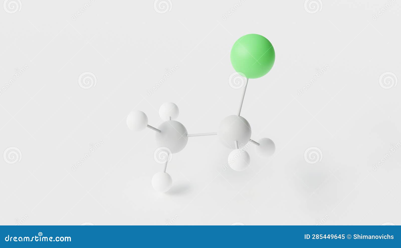 Chloroethane Molecule 3d, Molecular Structure, Ball and Stick Model ...