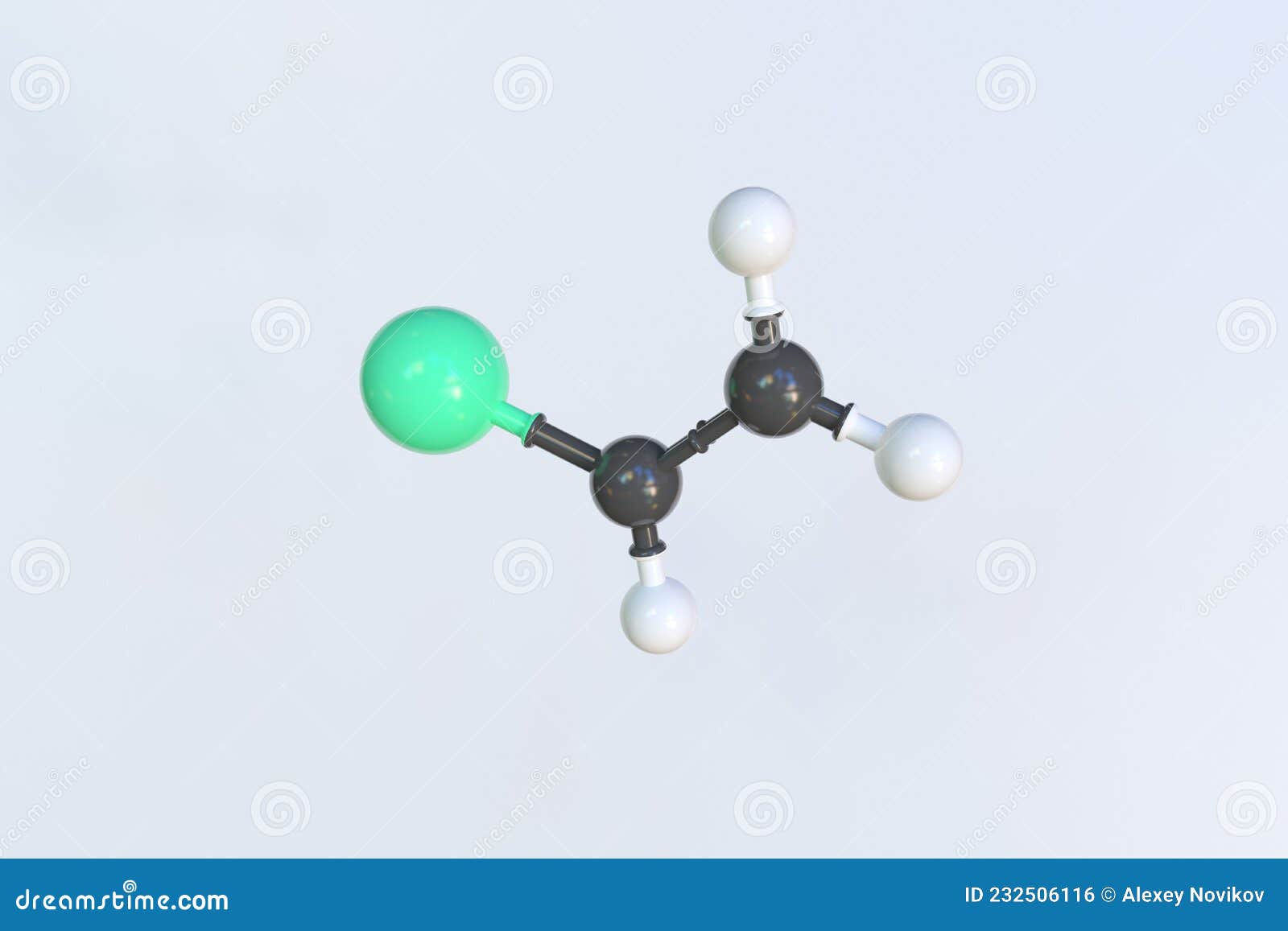 Chloroethene Molecule Made with Balls, Scientific Molecular Model. 3D ...