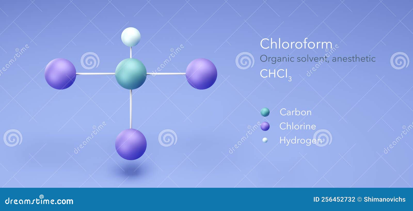 Chloroform, Molecular Structures, Anesthetic, Ball and Stick Model 3d ...