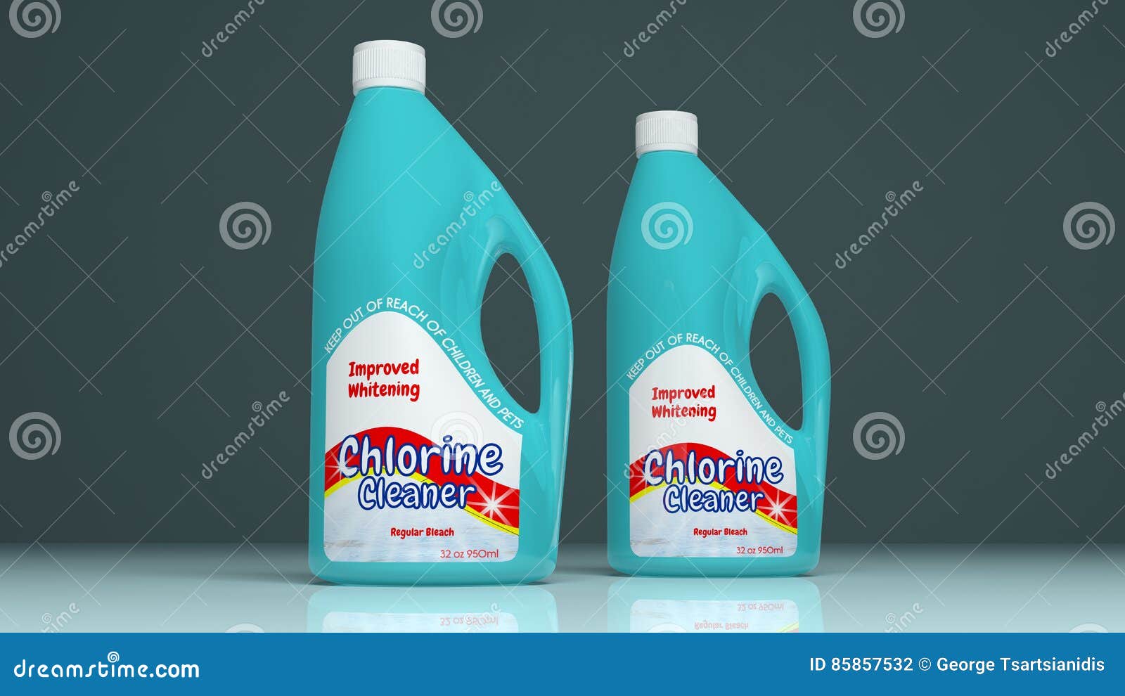 Chlorreiniger-Plastikflaschen Abbildung 3D Stock Abbildung - Illustration  von verpacken, badezimmer: 85857532