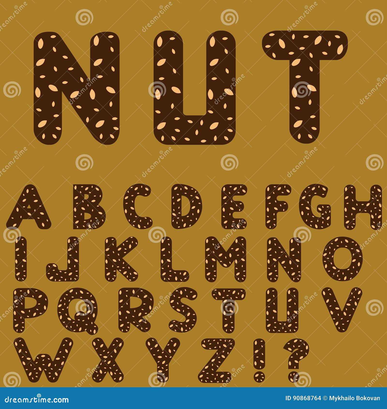 Chocolate Alphabet with Nuts Stock Vector Illustration of healthy