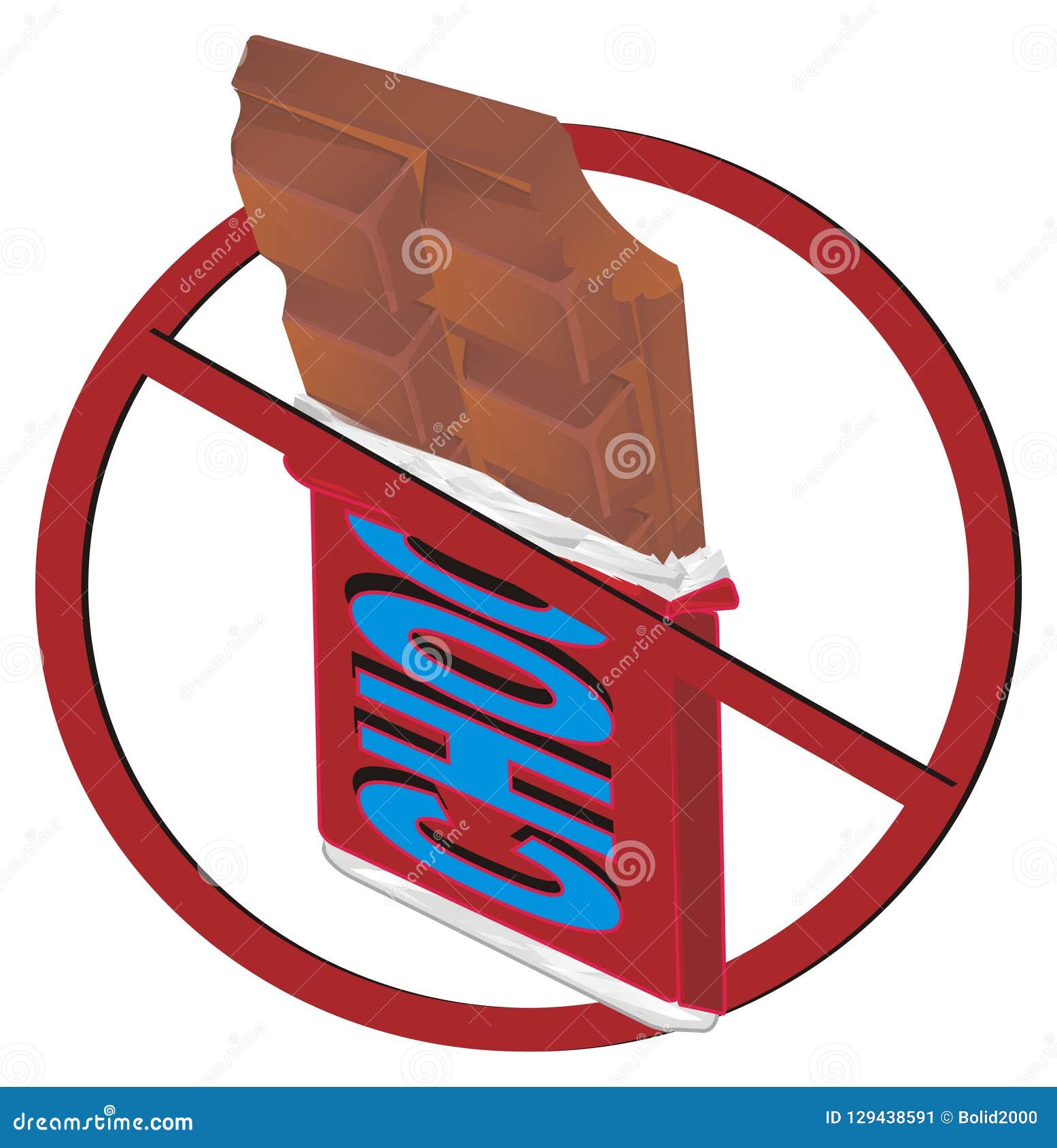 Chocolate bar on ban stock illustration. Illustration of cocoa 129438591