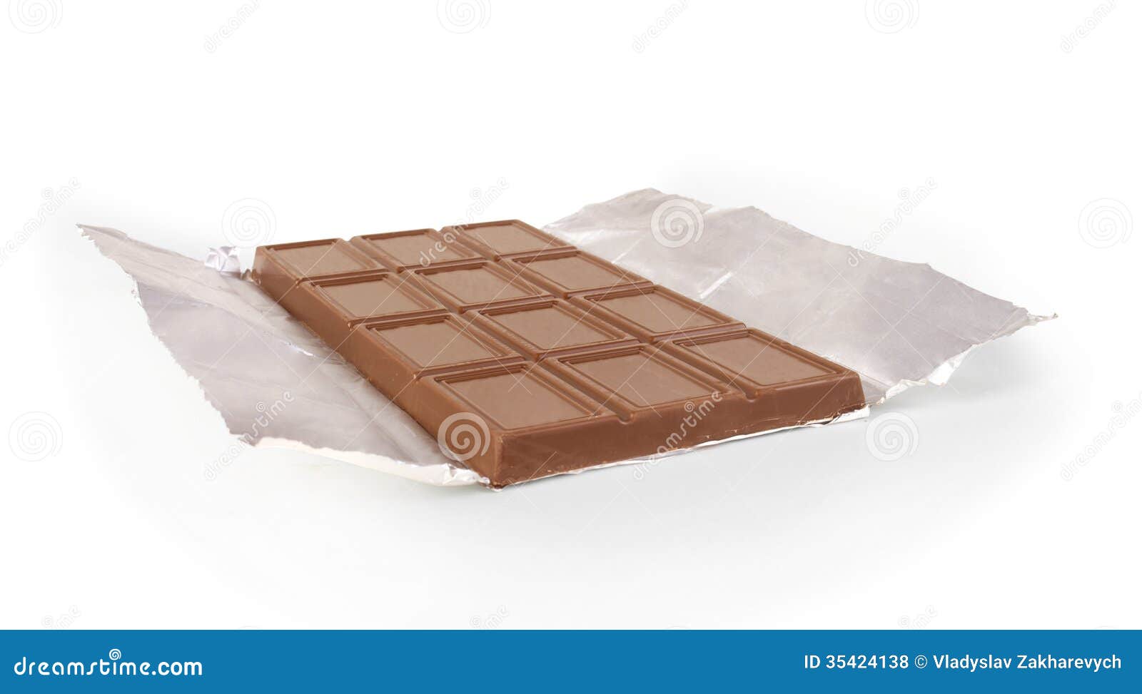 Chocolate bar in foil stock photo. Image of dessert, wrapper - 35424138