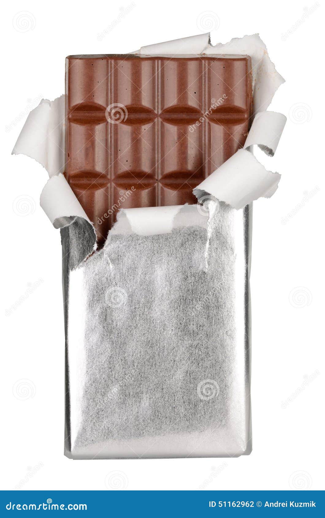 Chocolate bar stock photo. Image of dessert, foil, isolated - 51162962