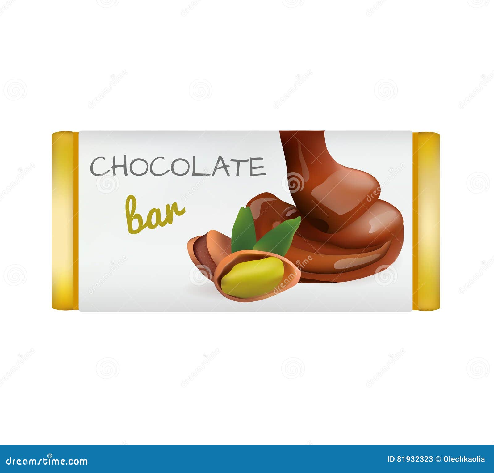 Chocolate Bar with Nuts Isolated Stock Vector Illustration of dessert
