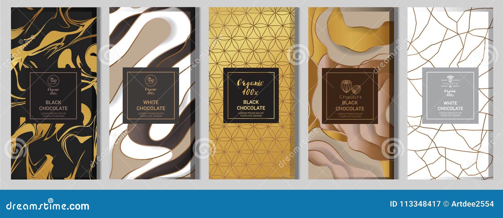 Download Chocolate Bar Packaging Mock Up Set Elements Labels Icon Frames For Design Of Luxury Products Made With Golden Foil Isolated On Stock Vector Illustration Of Label Black 113348417