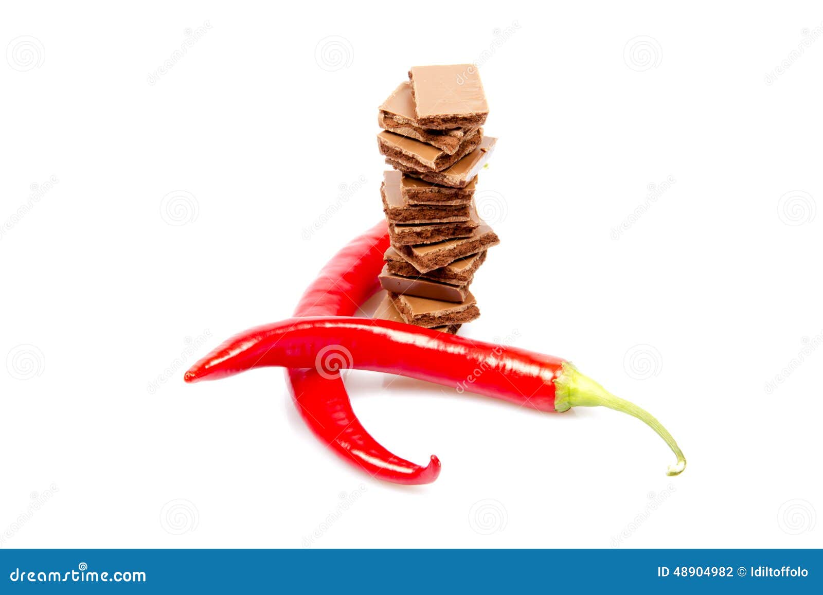 Chocolate Bars with Red Hot Pepper Stock Photo Image of objects, friendship 48904982