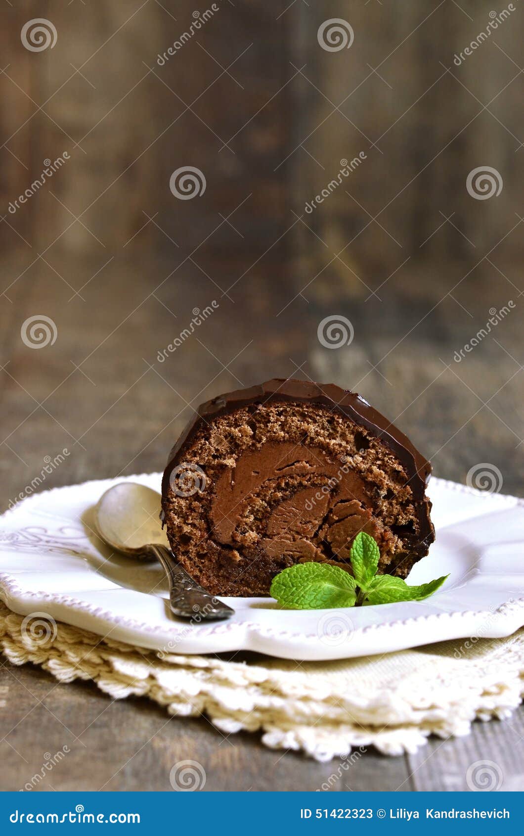 Chocolate biscuit roll. stock image. Image of festive 51422323