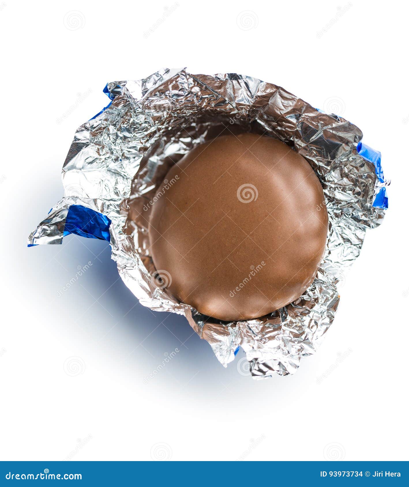 Chocolate Biscuit Wrapped in Aluminium Foil. Stock Photo Image of