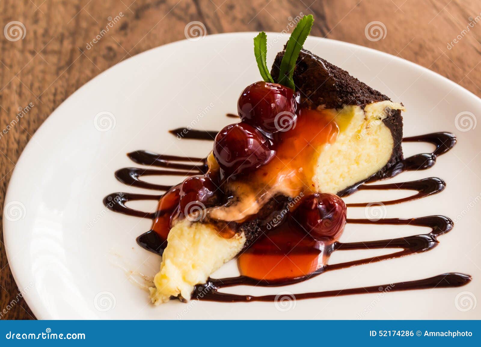 Chocolate Brownie Cheesecake with Cherry Fruit. Stock Photo Image of bake, cream 52174286