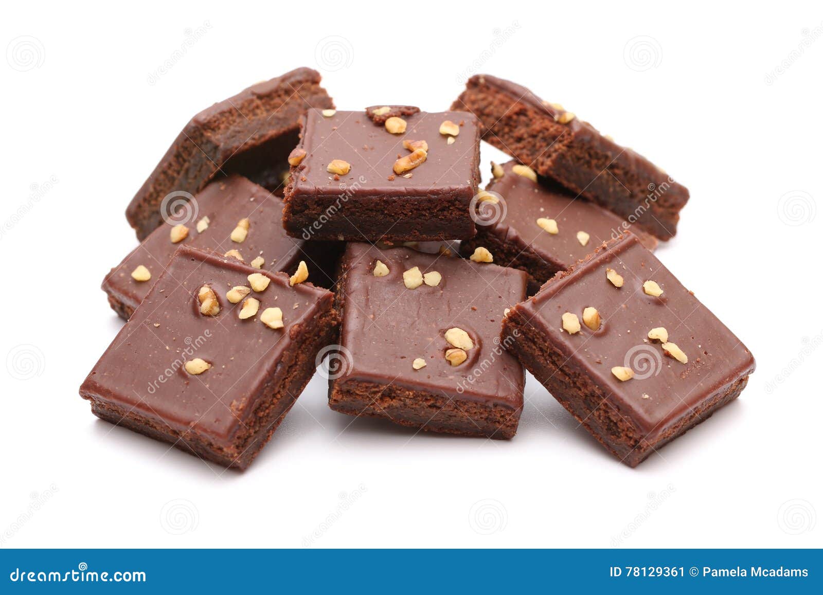 Chocolate Brownies with Nuts on Top Stock Image Image of heap, snack 78129361