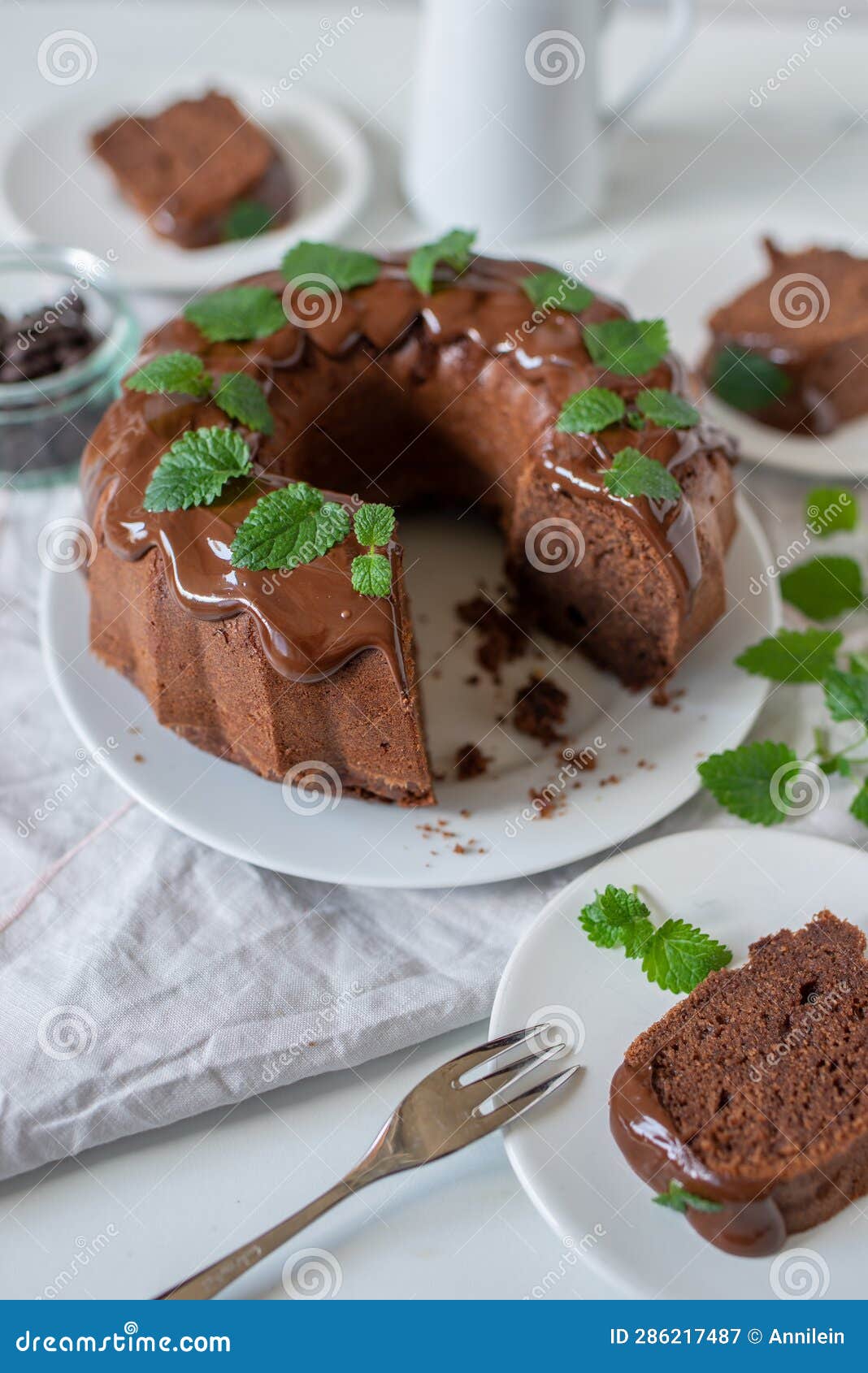 Chocolate Bundt Cake with Chocolate Ganache Glaze Stock Image Image