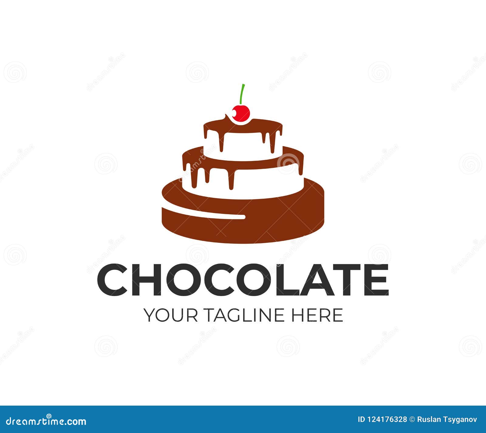 Chocolate Cake With Cherry Logo Design Pastry Shop Vector Design