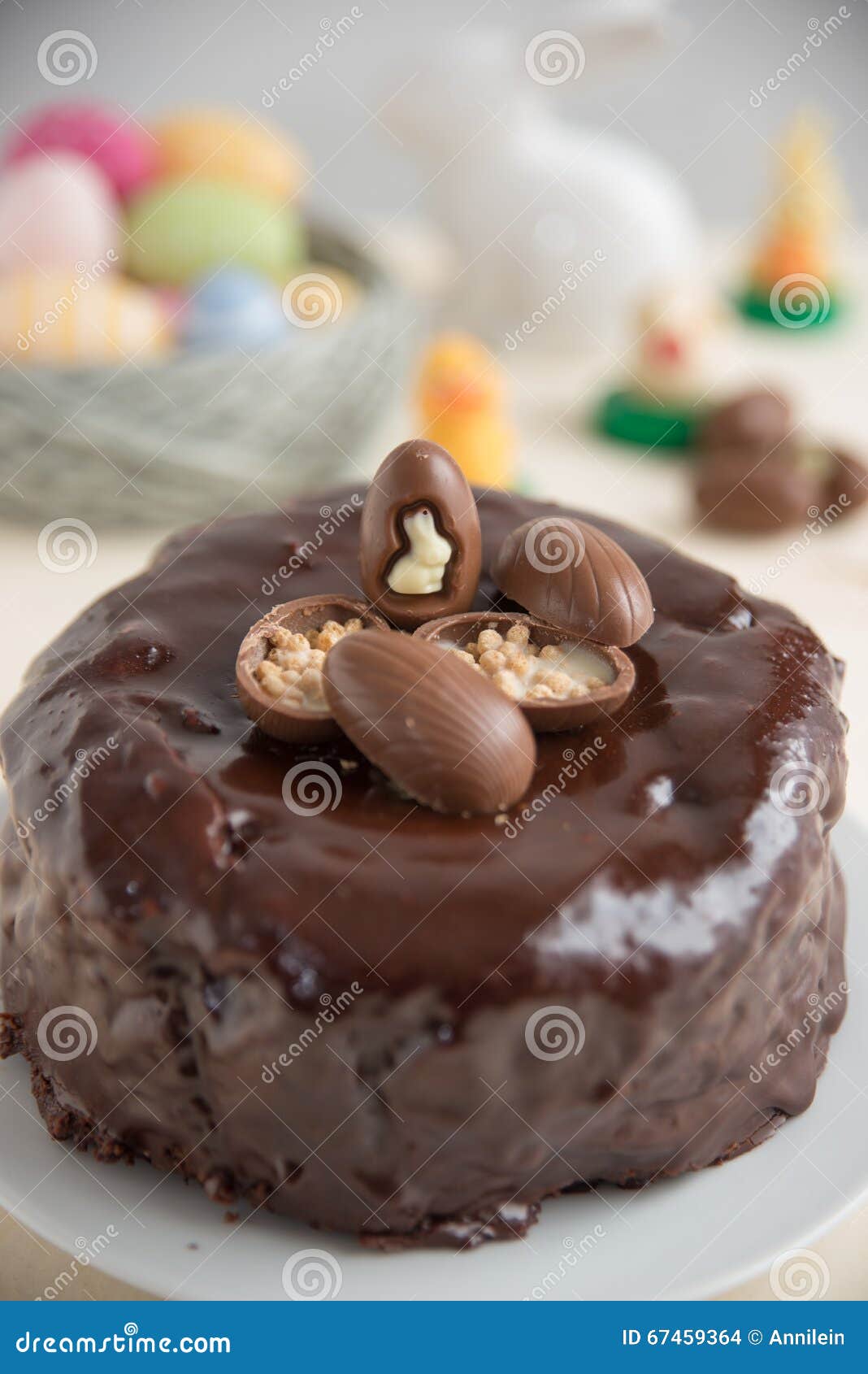 Chocolate Cake with Chocolate Eggs Stock Photo Image of pastry, cream