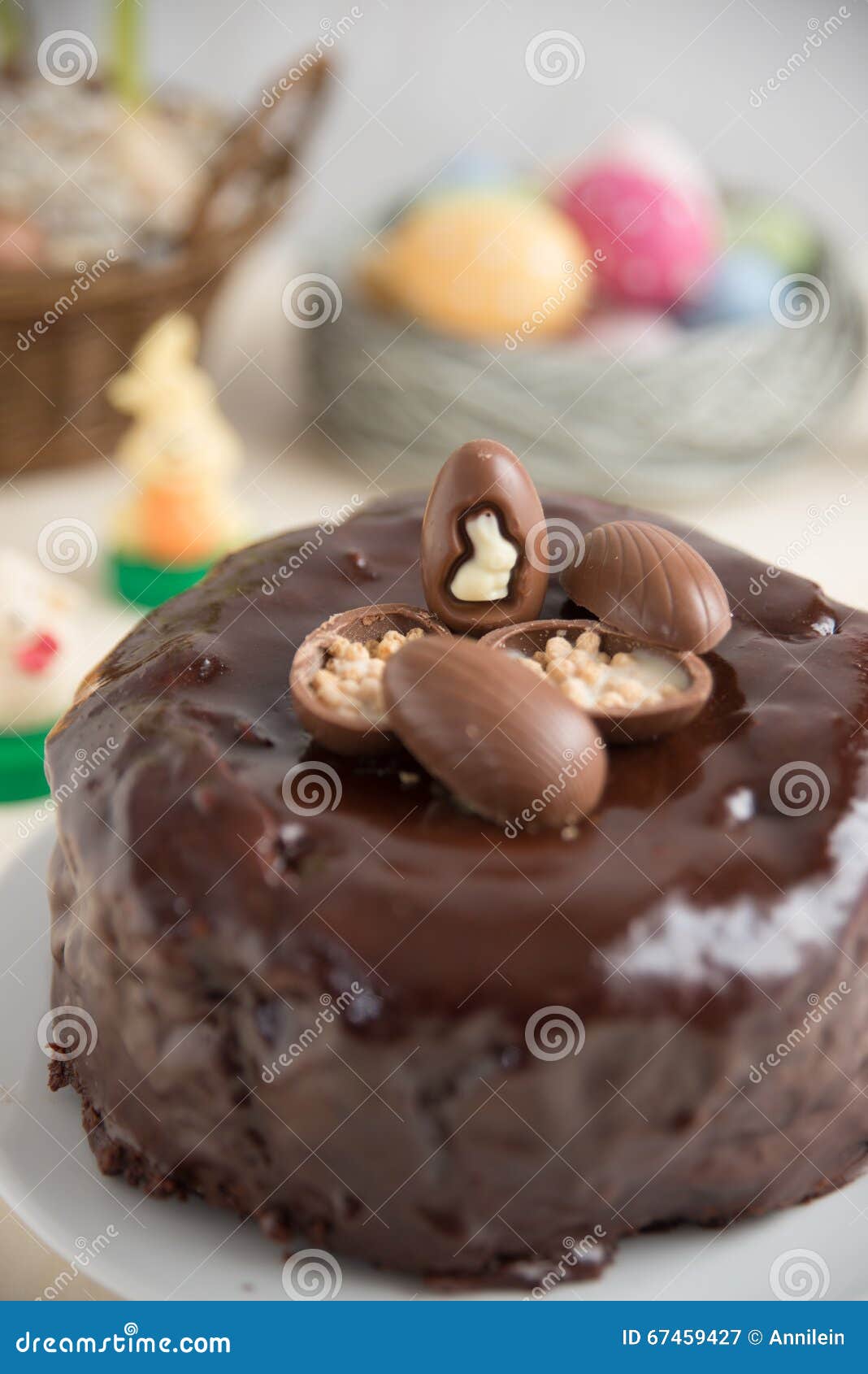 Chocolate Cake with Chocolate Eggs Stock Image Image of menu, easter