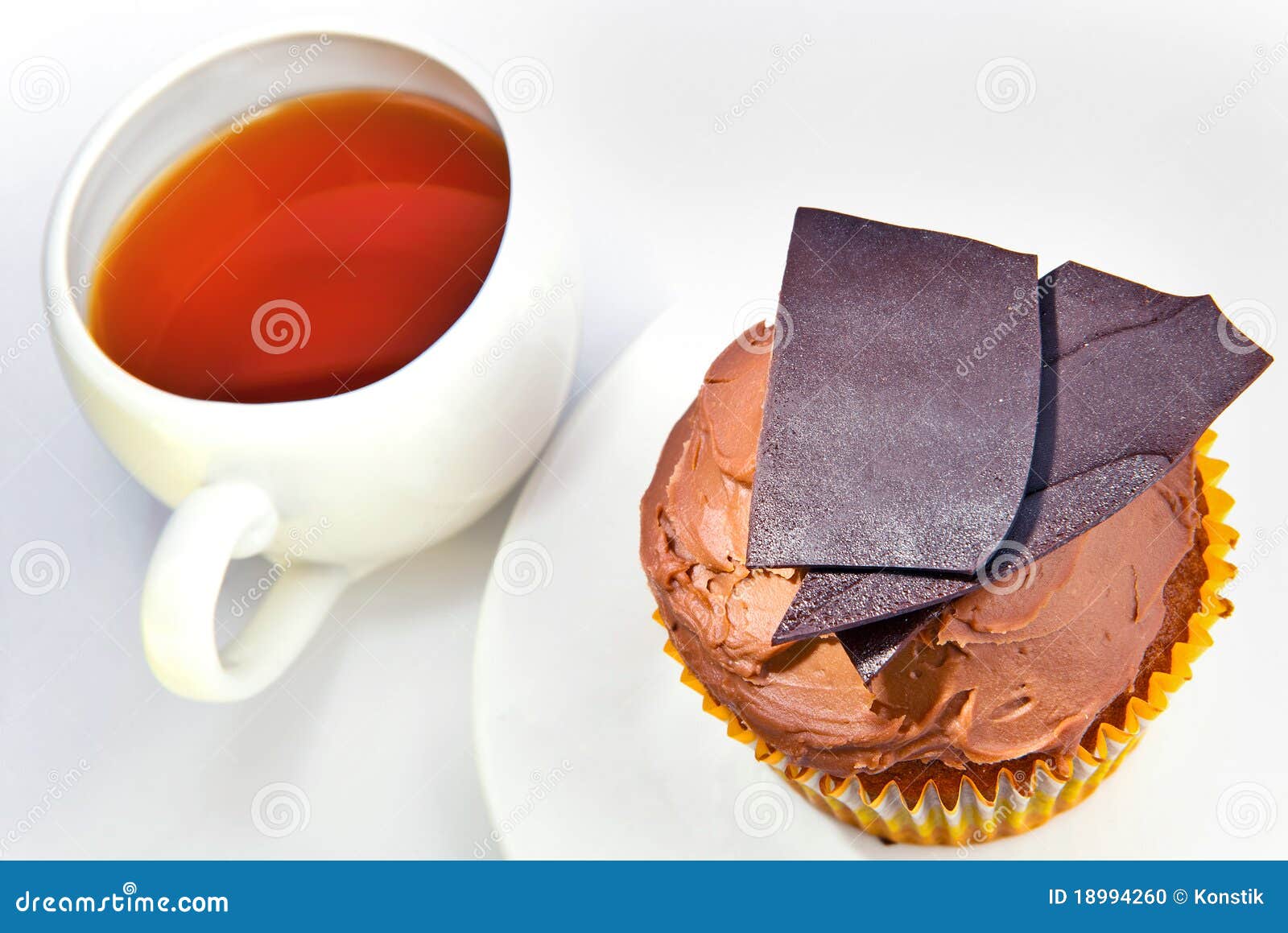 Chocolate Cake and Cup of Tea Stock Photo Image of food, glazed 18994260