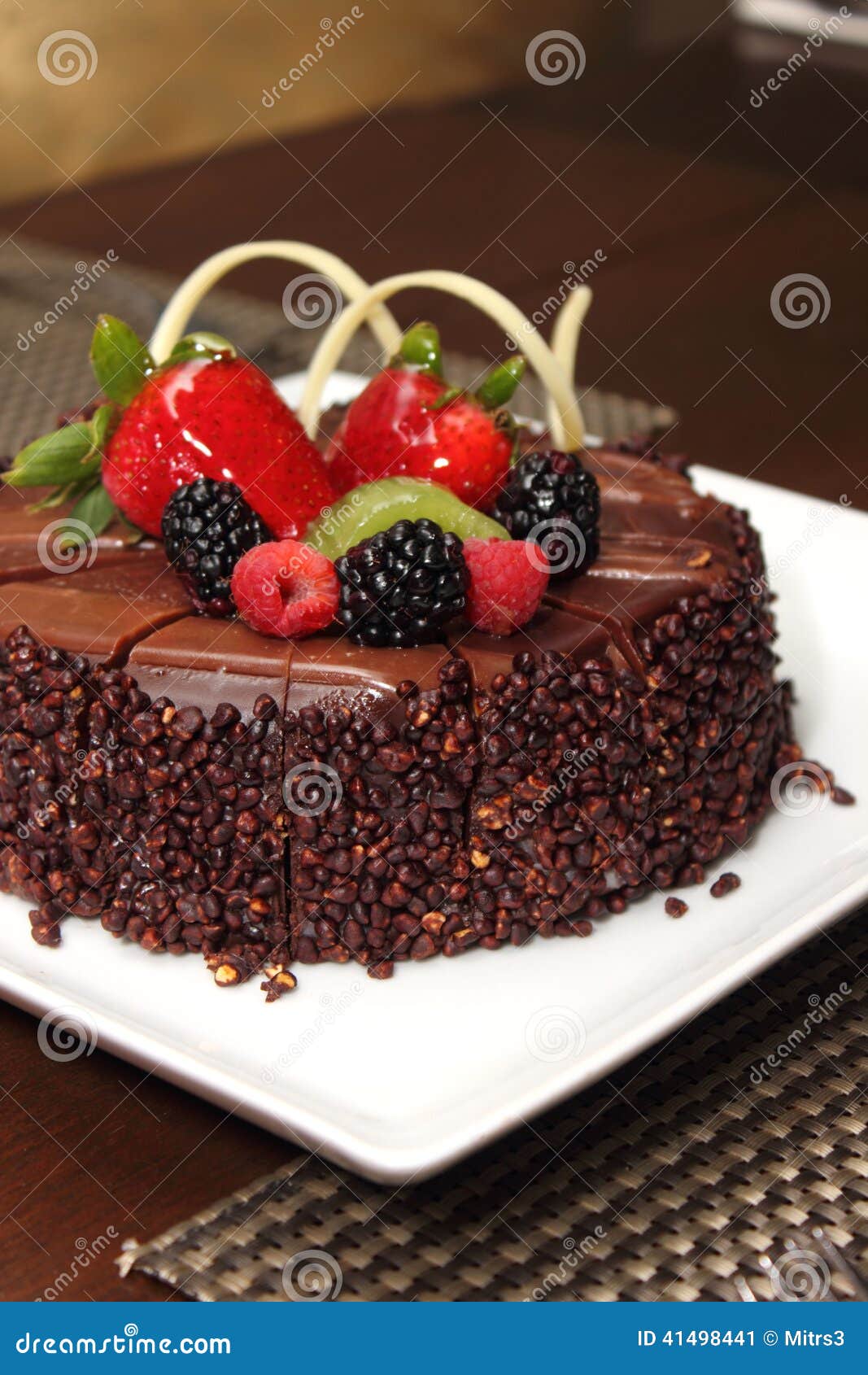Chocolate Cake With Fresh Fruit Decoration. Stock Image ...