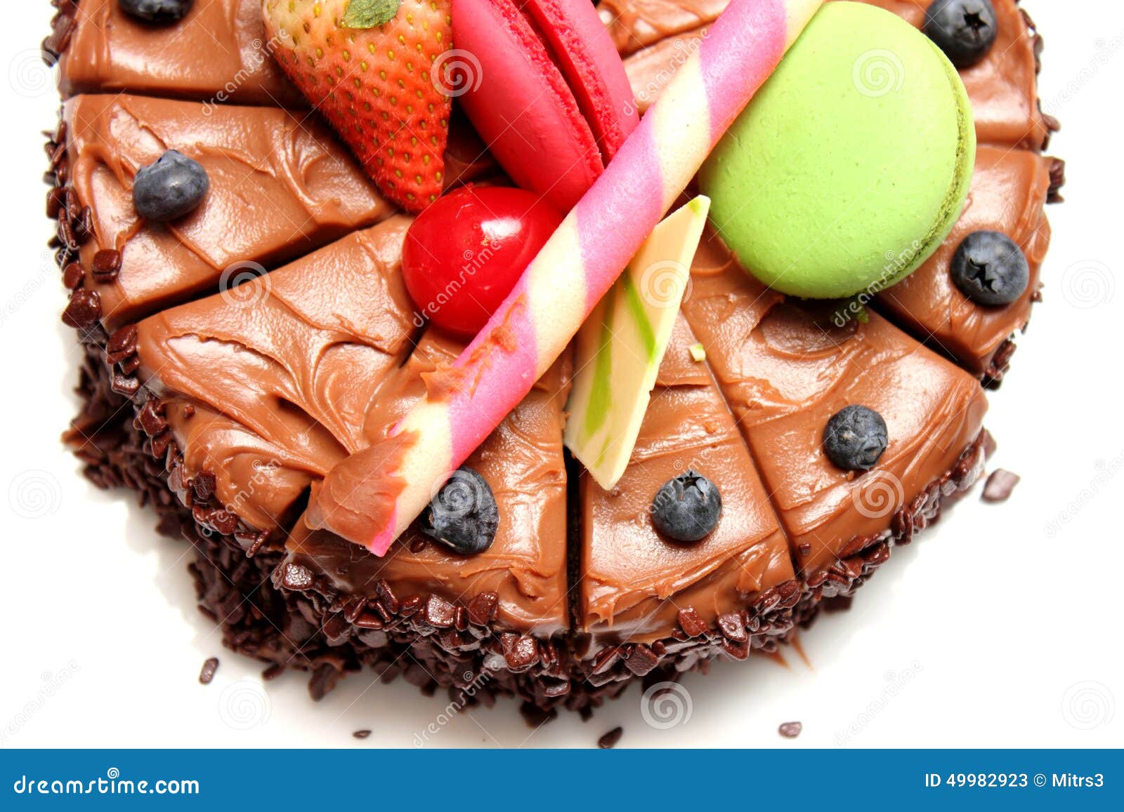 Chocolate Cake with Fresh Fruit Decoration. Stock Image Image of