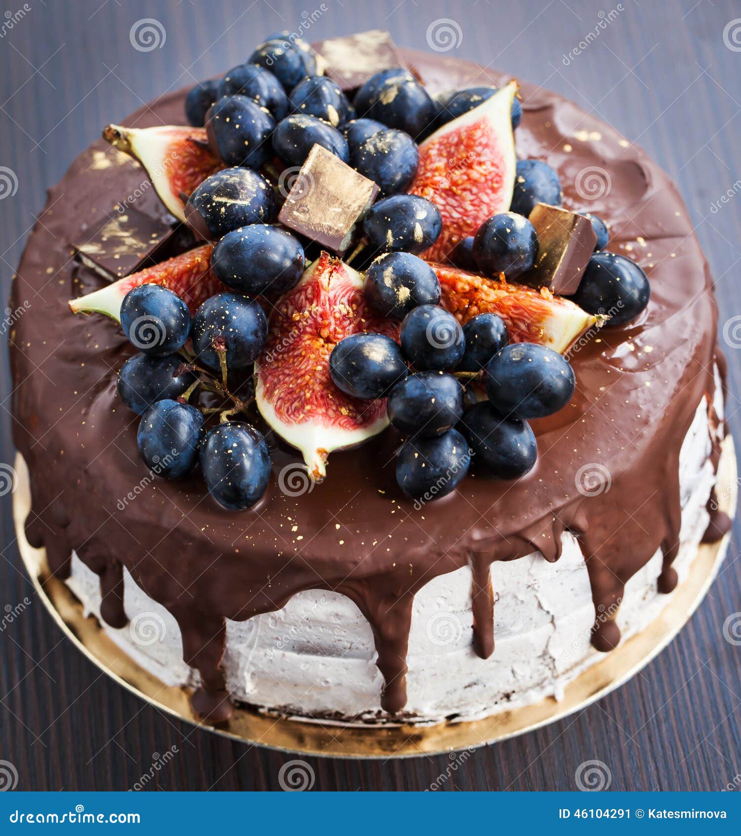 Chocolate Cake with Icing, Decorated with Fresh Fruit Stock Image ...