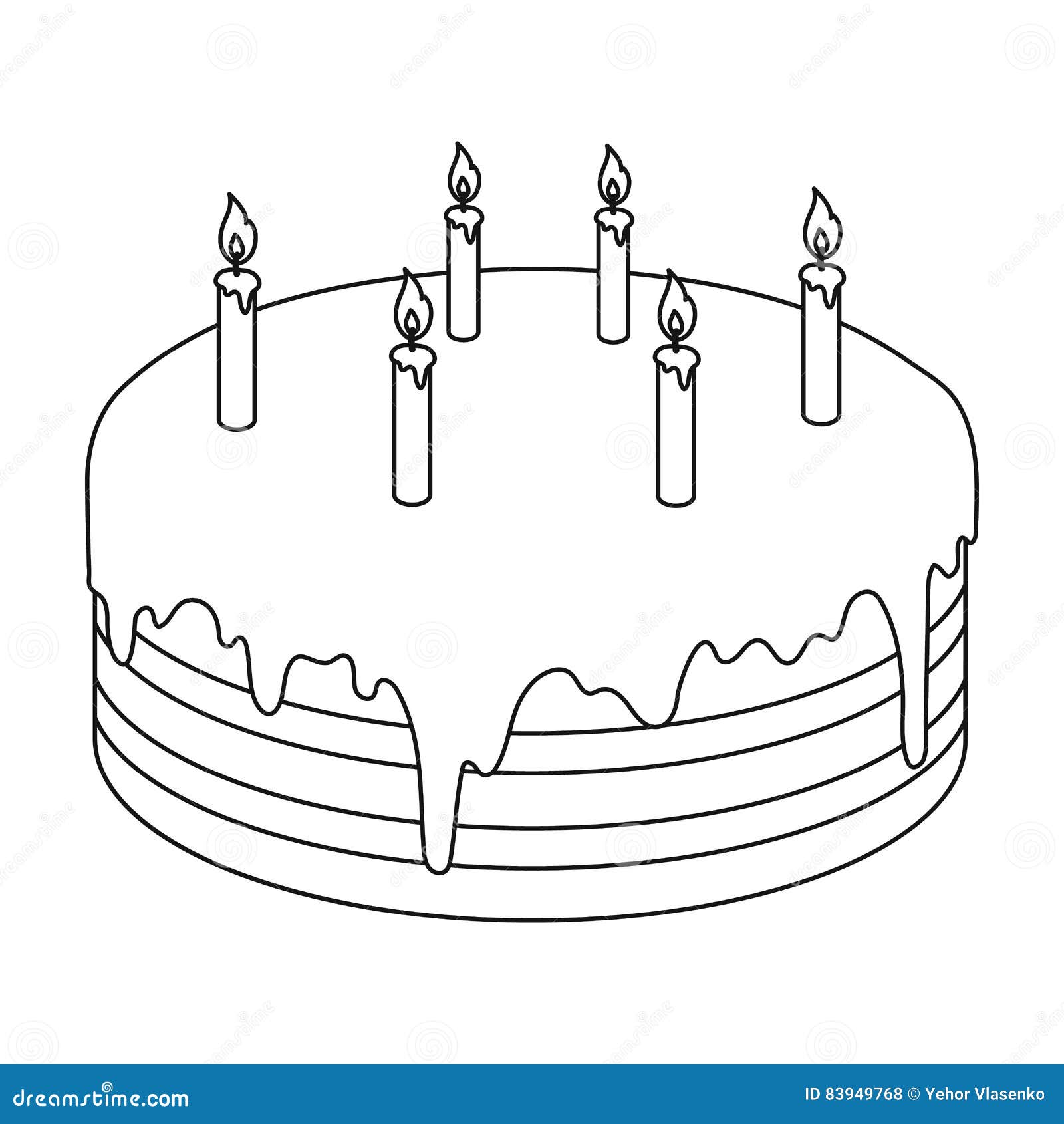Premium Vector | Birthday cake colouring book outline