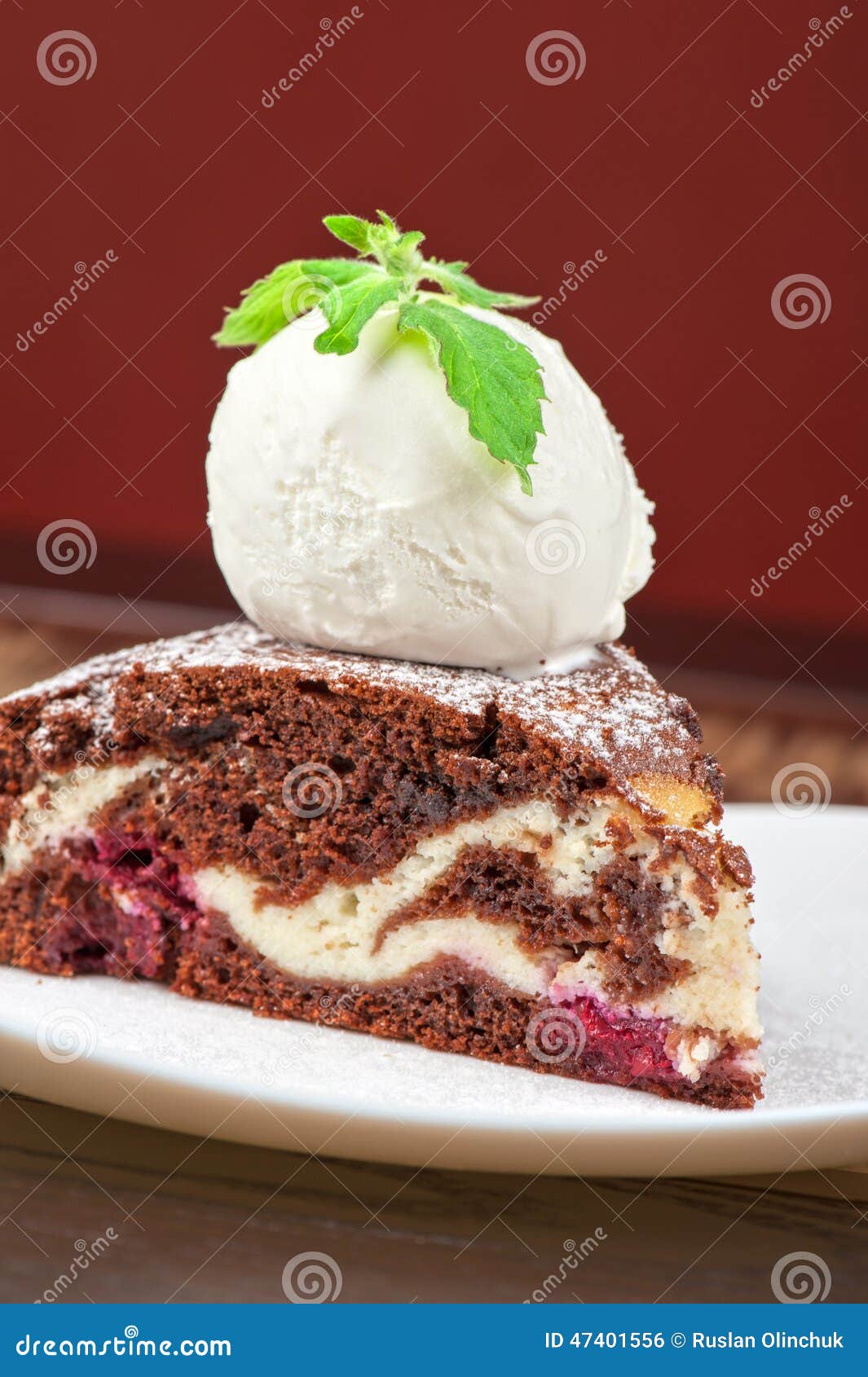 Chocolate Cake with Jam Ice Cream Stock Photo Image of dessert, macro