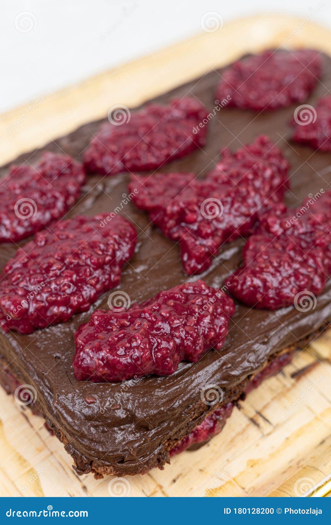 Chocolate Cake with Raspberry Gelatin on the Top Stock Photo Image of