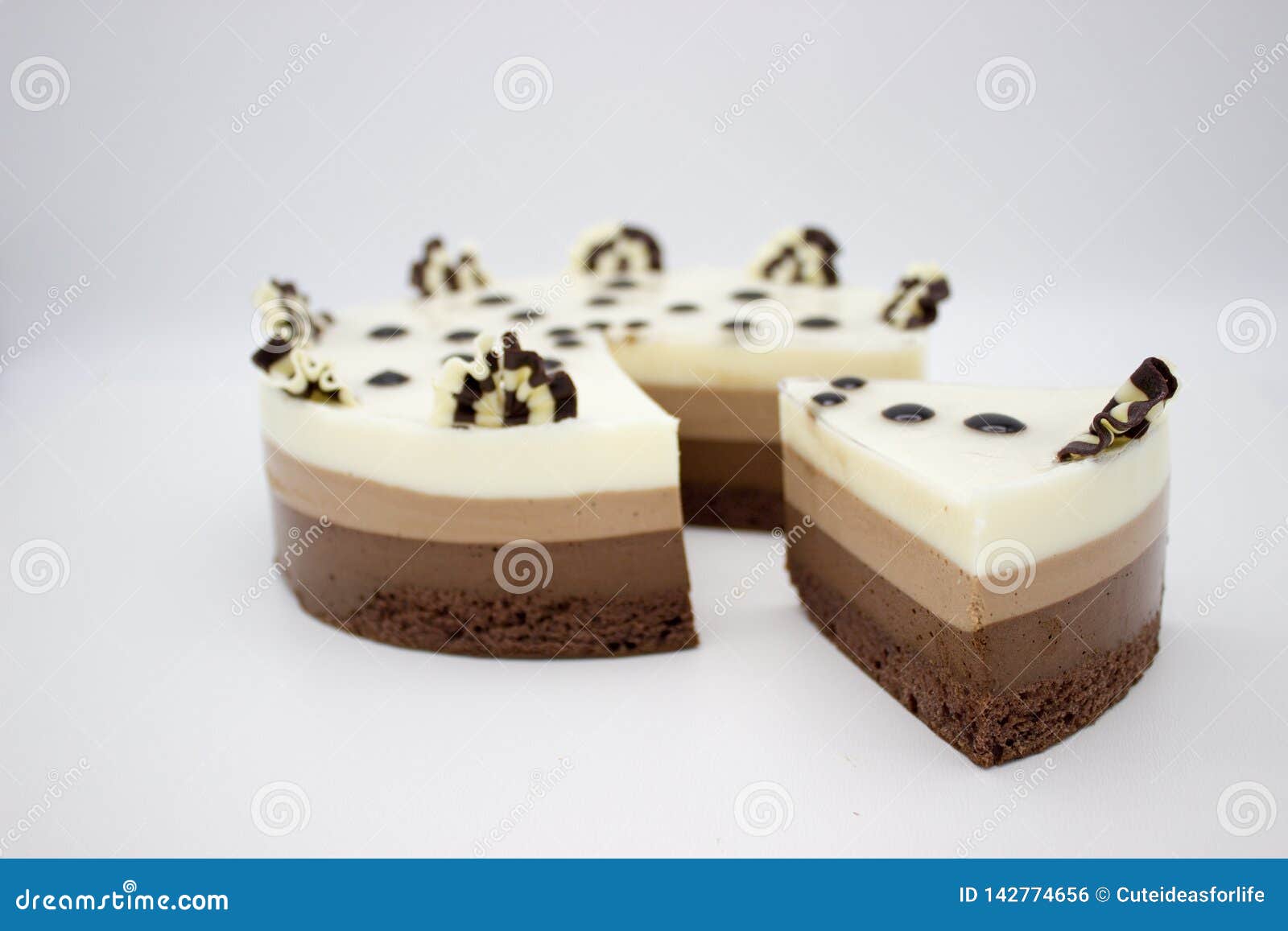 Chocolate Cake. Cake of Several Varieties of Chocolate Black, Milk and