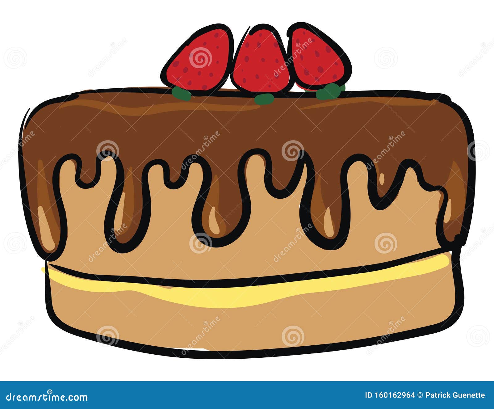 Chocolate Cake with Strawberries, Vector or Color Illustration Stock ...