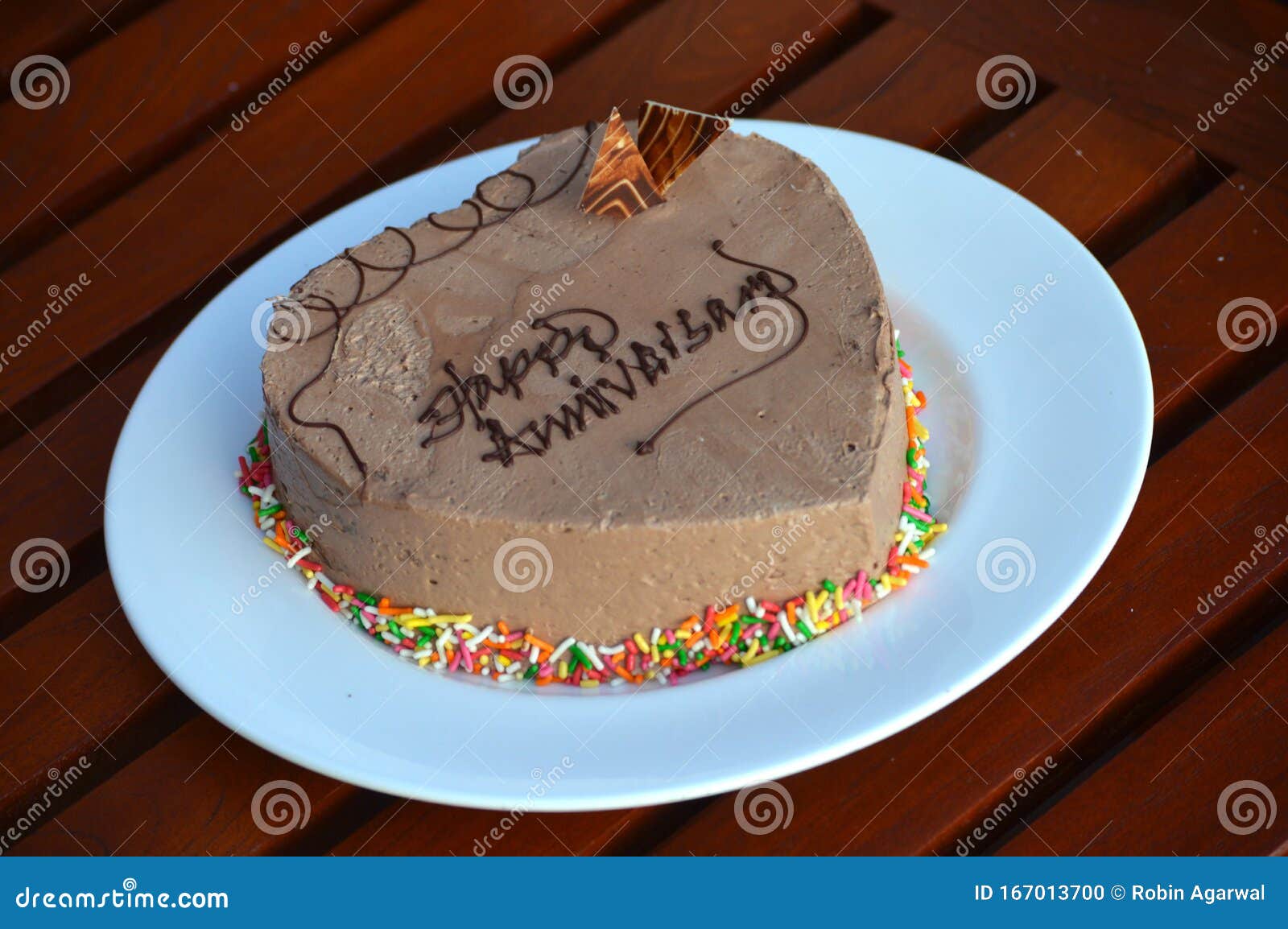 A Chocolate Cake on Wedding Anniversary Stock Photo - Image of ...