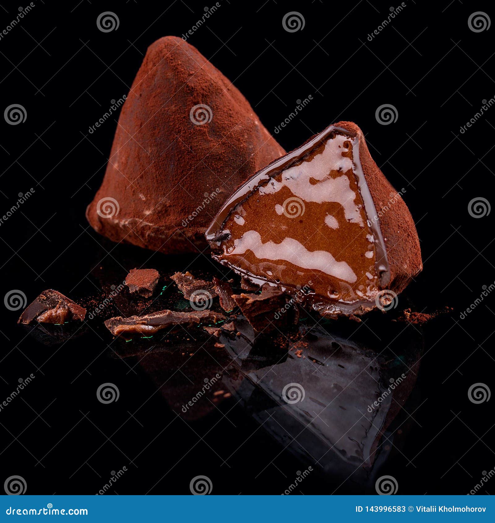 Chocolate Candies, Handmade. Spanish Truffle with a Rum Stock Image