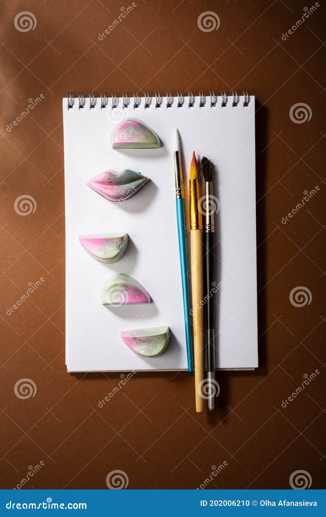 Chocolate Candies and Paint Brushes Stock Photo Image of handcrafted