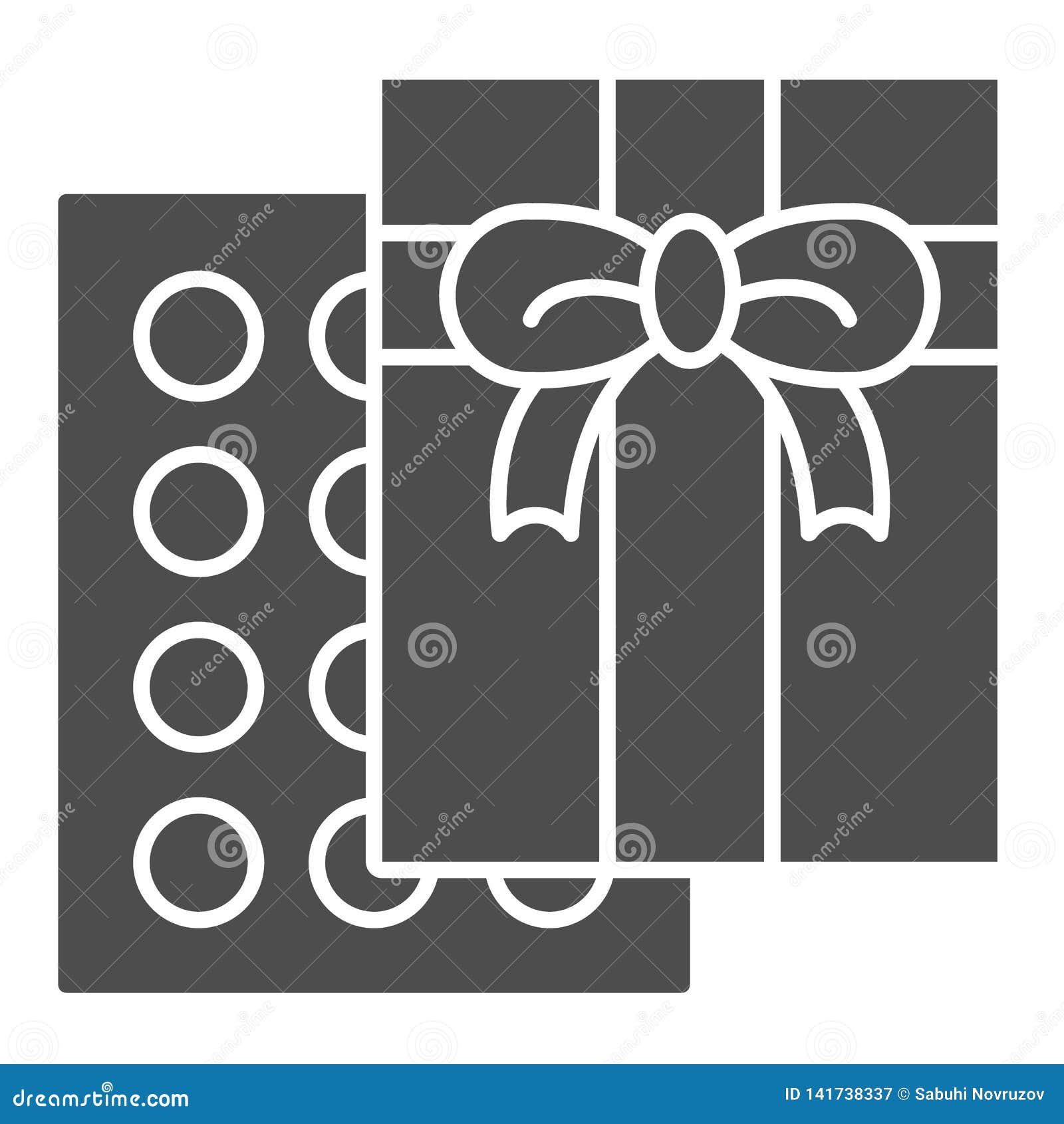 Chocolate Candy Box Solid Icon. Sweets Vector Illustration Isolated on