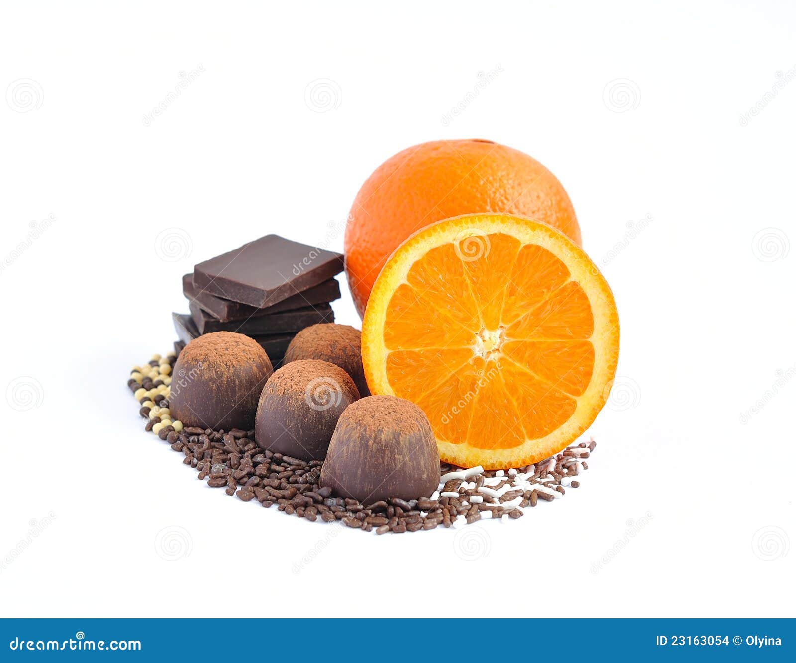 Chocolate Candy, Chocolate and Orange on a White Stock Photo Image of
