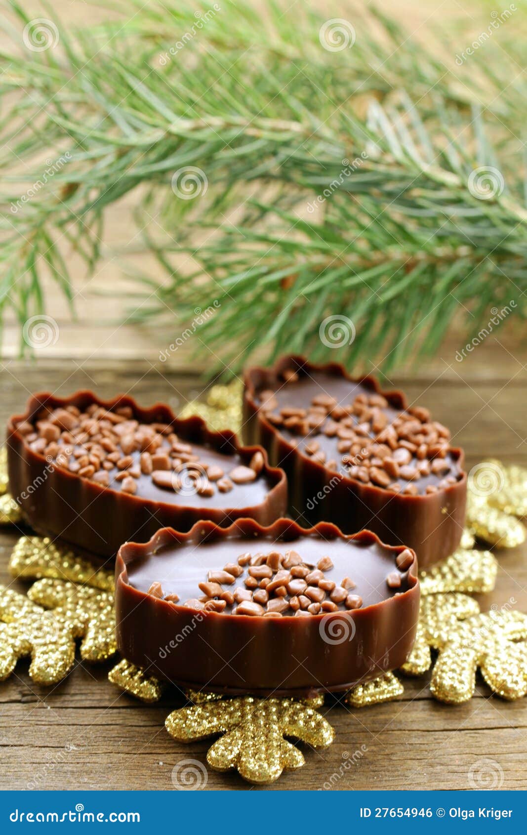 Chocolate Candy Christmas Gift Stock Photo Image of dark, closeup