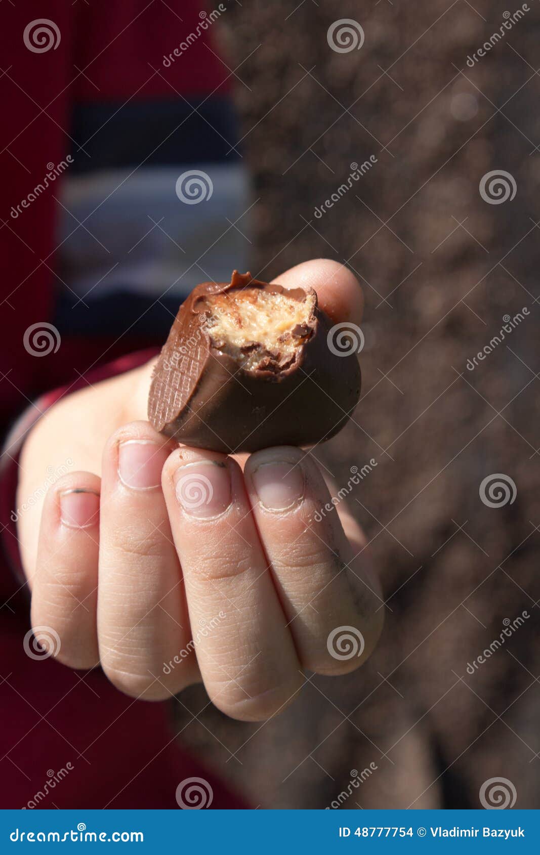 Chocolate Candy in the Hands Stock Photo Image of love, piece 48777754
