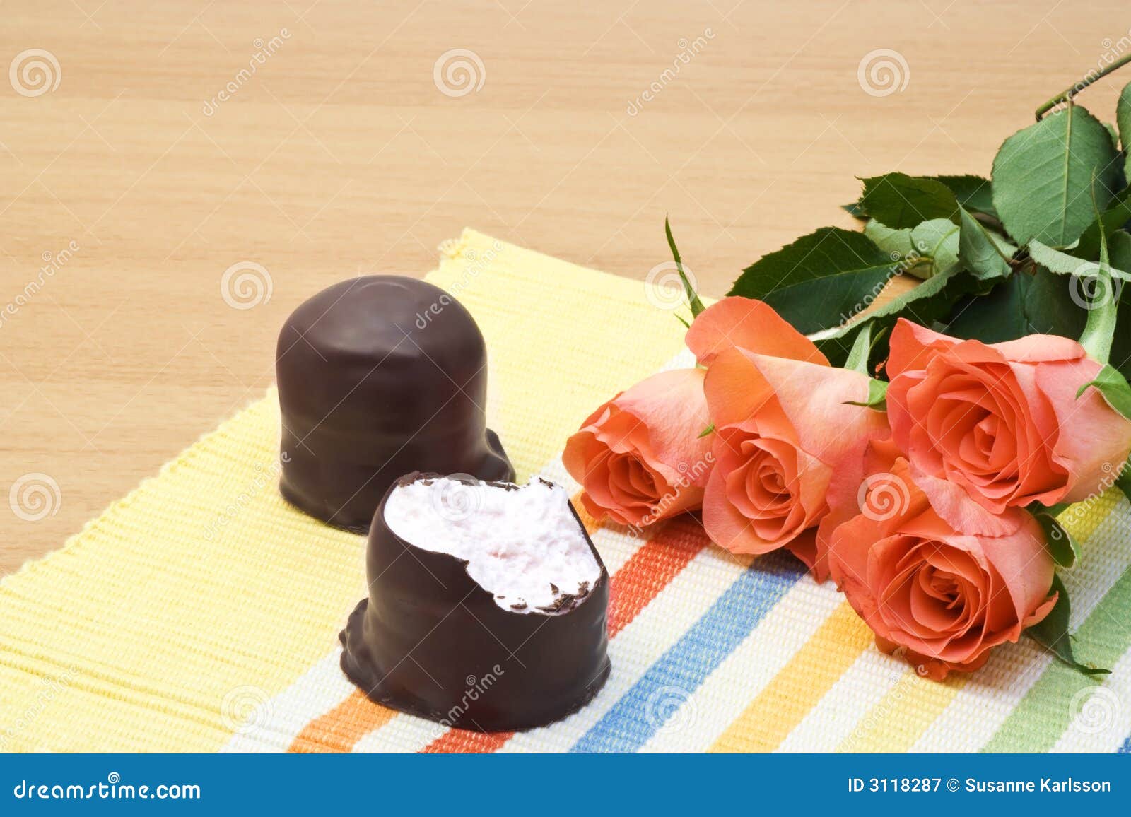 Chocolate Candy And Roses Picture. Image 3118287