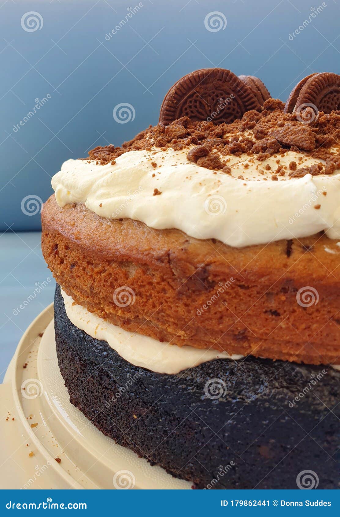 Chocolate and Cappuccino Cake with Cream Frosting Stock Image - Image ...