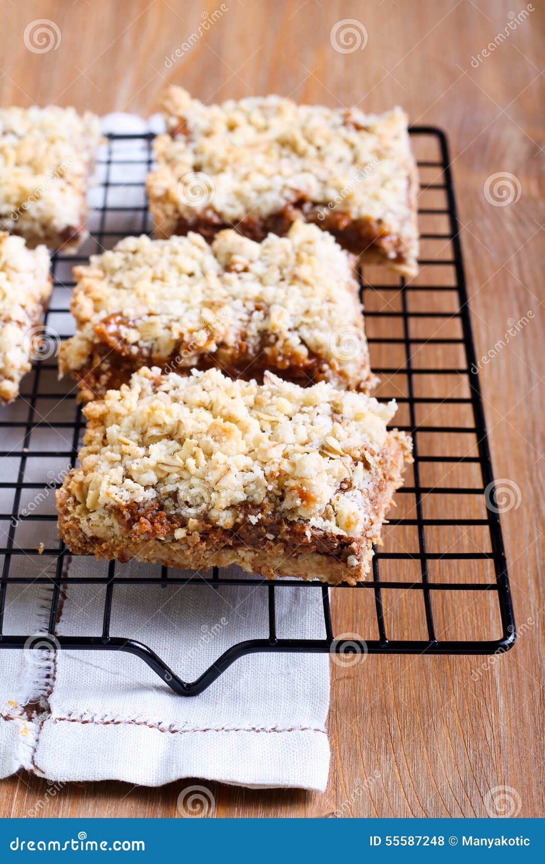 Chocolate and Caramel Oat Bars Stock Photo Image of slices, crumble