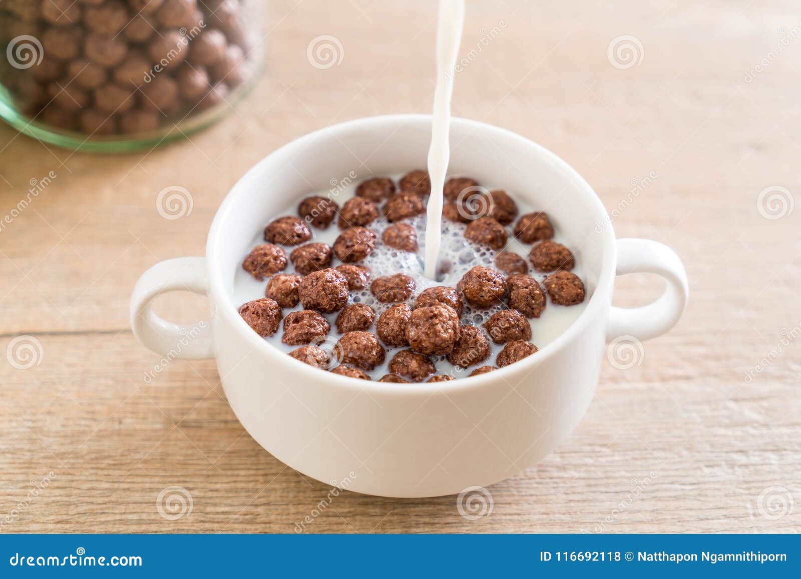 Chocolate cereal bowl stock photo. Image of organic 116692118