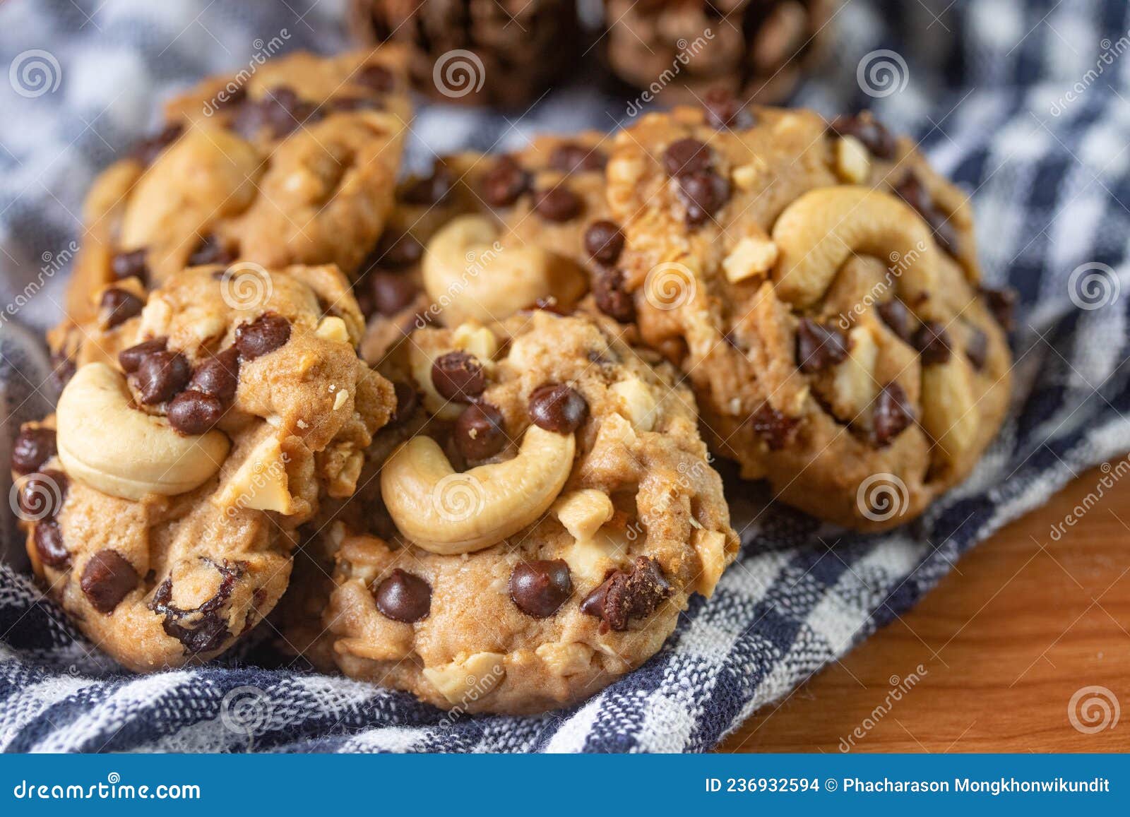 Chocolate Chip Cookies with Cashews Stock Photo Image of bake