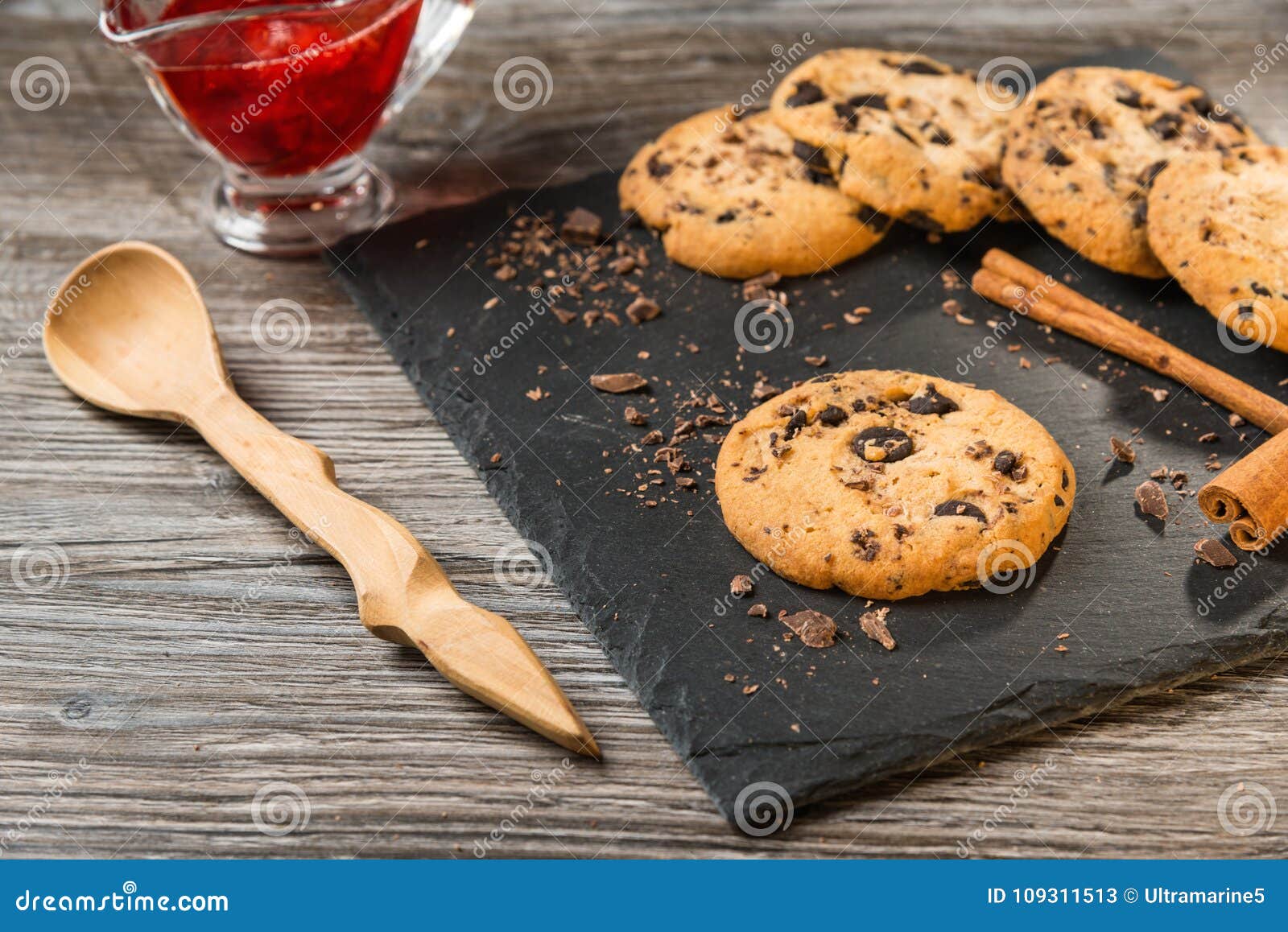 Chocolate Chip Cookies and Jam Stock Image Image of breakfast, dessert 109311513