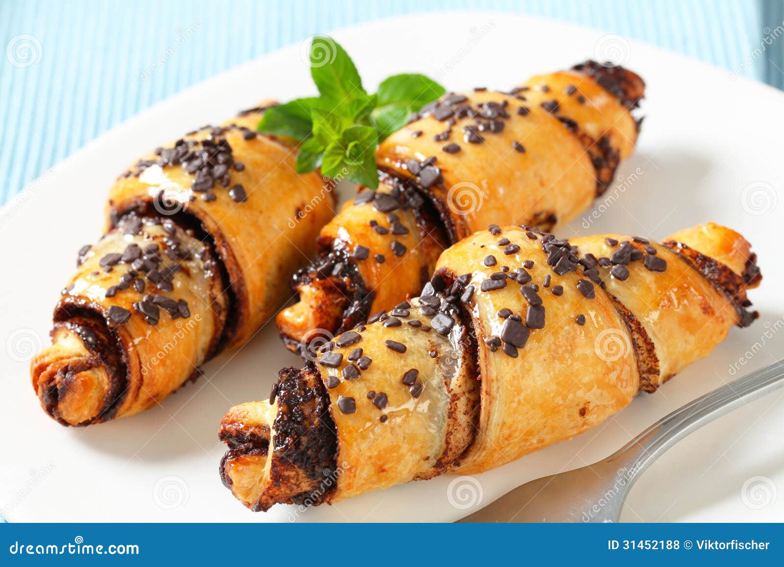Chocolate Chip Crescent Rolls Stock Photo Image of white, croissant