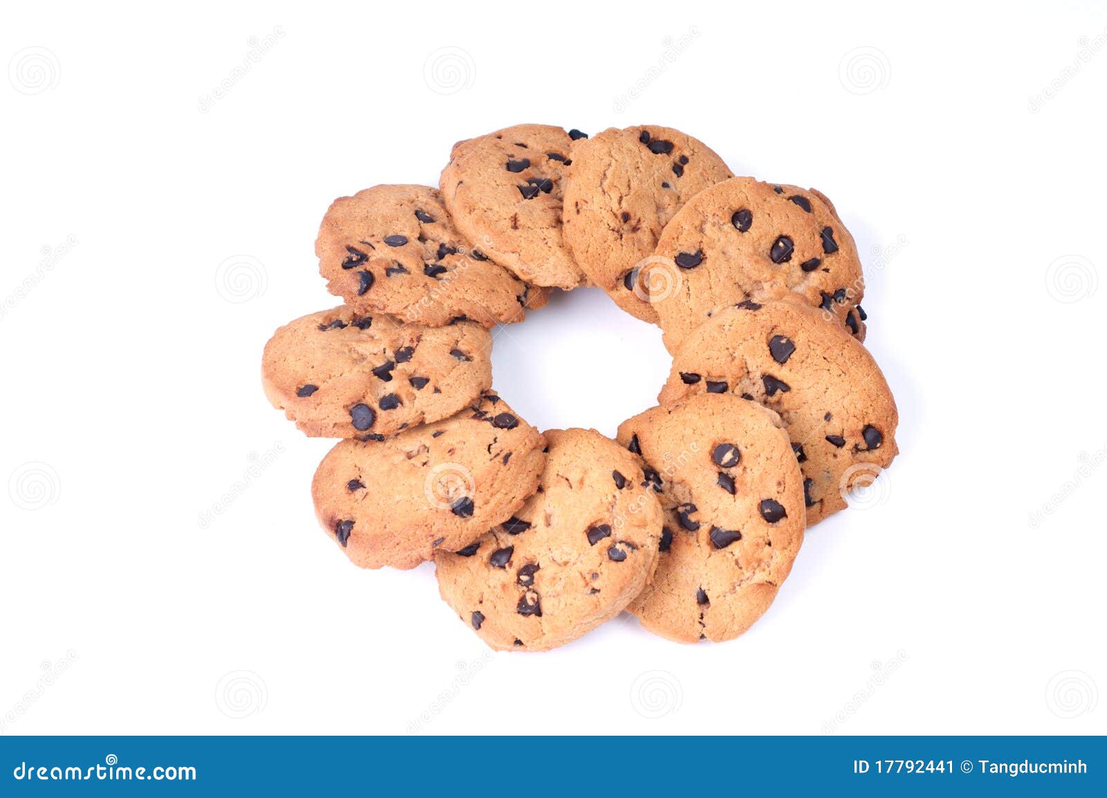 Chocolate Chips Circle Shape Stock Image Image of white, cookie 17792441