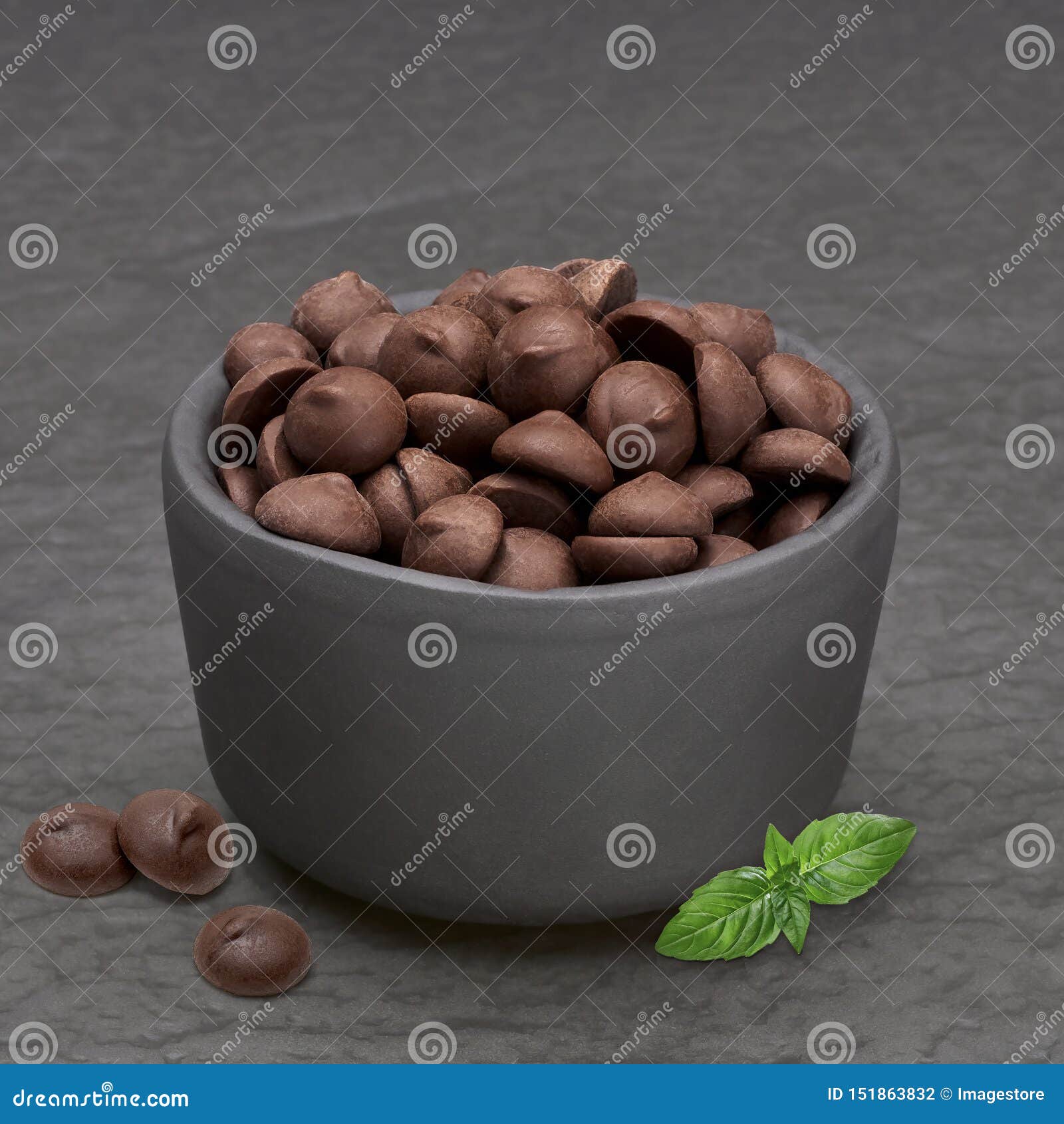 Chocolate Chips Drops or Morsels Stock Photo Image of bowl, candy