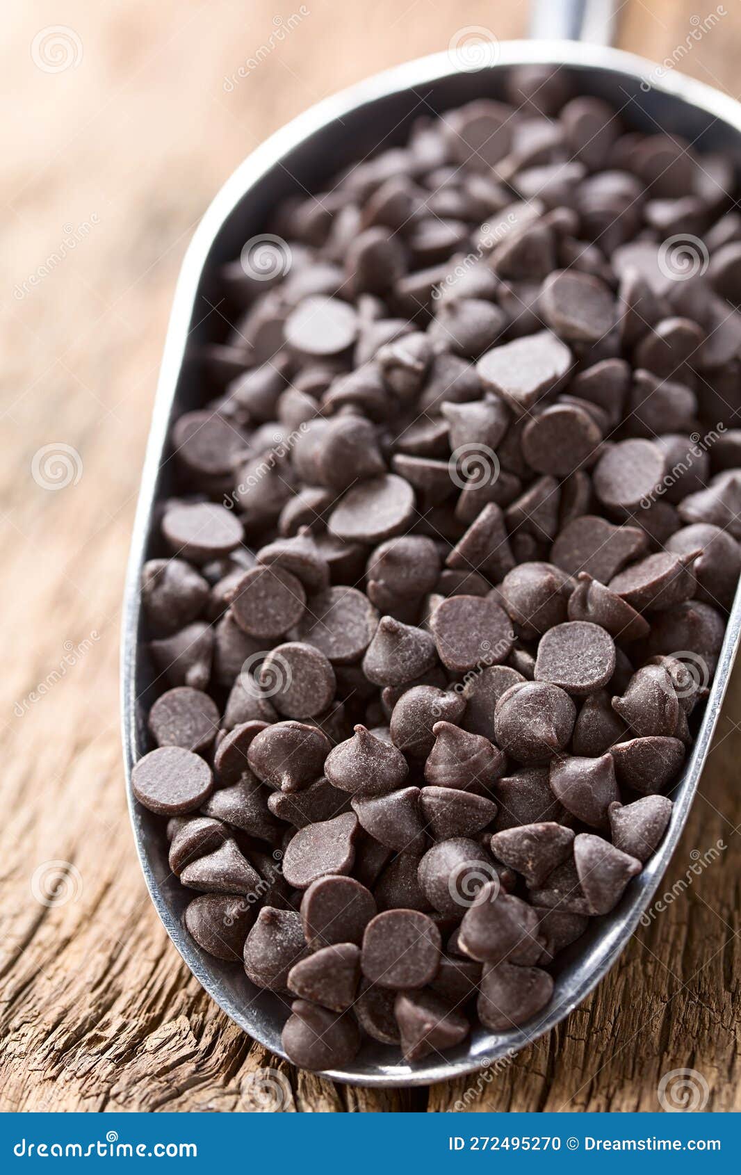 Chocolate Chips or Morsels in Metal Scoop Stock Photo Image of shape