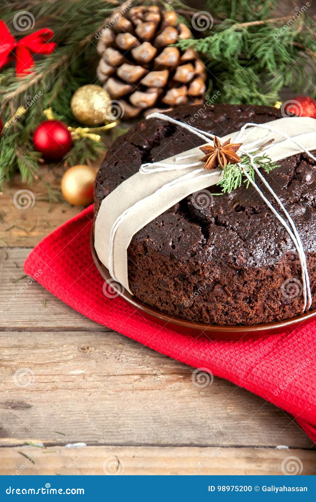 Chocolate Christmas Pudding Stock Photo - Image of overhead, anise ...