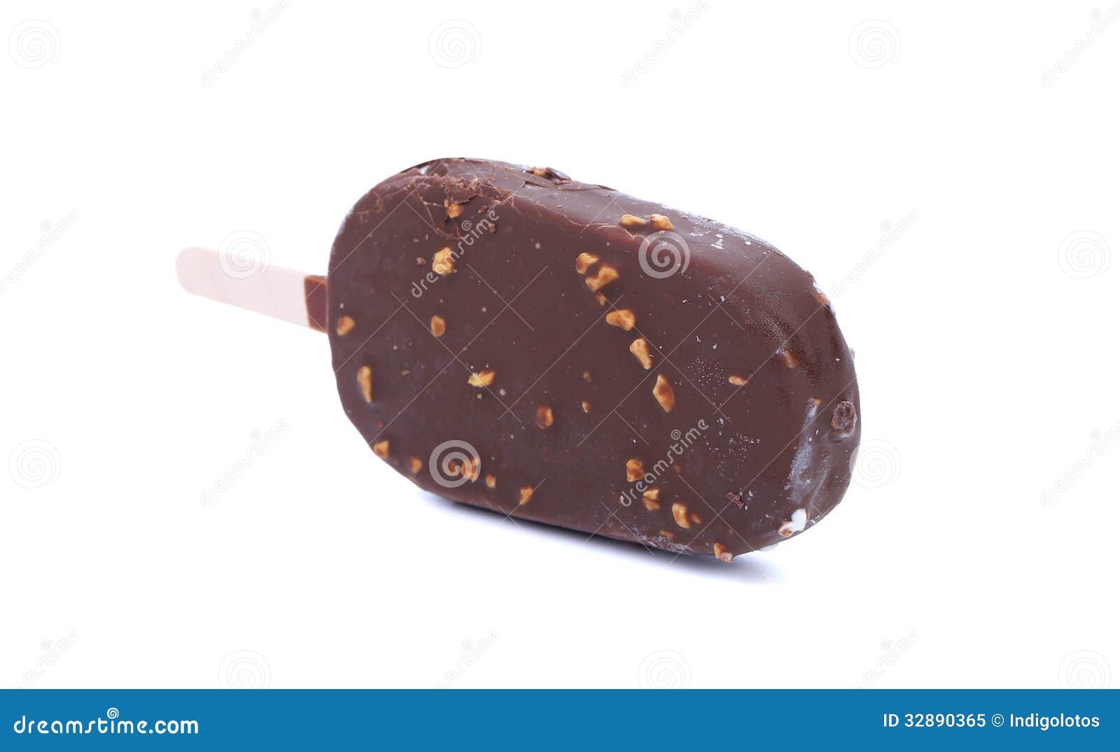 Chocolate-coated Blocks of Ice Cream on Stick. Stock Image - Image of ...