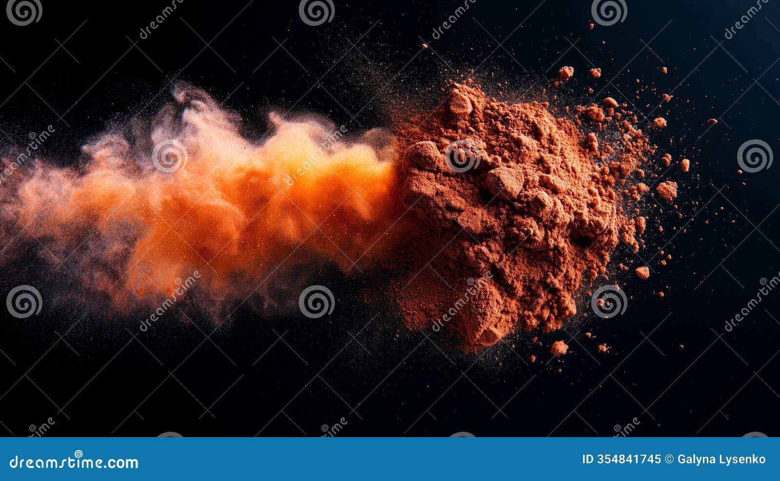 chocolate and coffee powder, scattered cocoa on a light background.