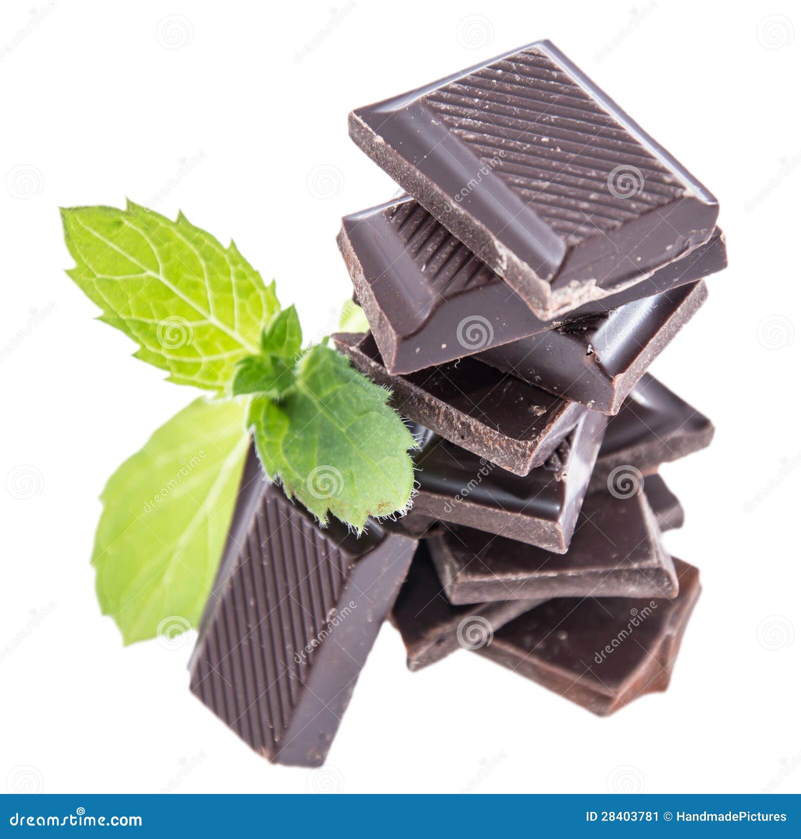 Chocolate Con La Menta Aislada En Blanco Imagen de archivo Imagen de